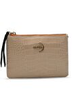 Kadın Basic Clutch Çanta Kroko Timsah Desen Bej (4031-BJ) 214030