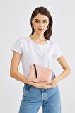 Kadın Basic Clutch Çanta Kroko Timsah Desen Pudra (4031-P) 214030