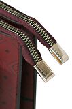 Kadın Basic Clutch Çanta Monogram Desen Bordo Siyah (4034B) 214031