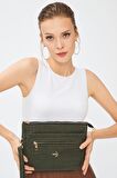 Kadın Basic Clutch Çanta Kroko Timsah Desen Yeşil (4034Y) 214031