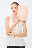 Kadın Basic Clutch Çanta Kroko Timsah Desen Pudra 214002
