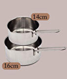 Çelik 2 li Kaçerola Sosluk Sütlük 14cm-16cm