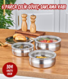 3’lü Çelik Güveç Model Saklama Kabı 6 Parça