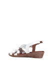 Bueno Shoes Beyaz Gümüş Deri Kadın Topuklu Sandalet 01wl1505