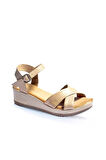 Bueno Shoes Gül Kurusu Deri Kadın Dolgu Topuklu Sandalet 01wl3303