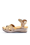 Bueno Shoes Gül Kurusu Deri Kadın Dolgu Topuklu Sandalet 01wl3303