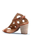 Bueno Shoes Taba Deri Kadın Topuklu Sandalet 01wl3704
