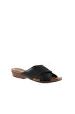 Bueno Shoes Siyah Deri Kadın Topuklu Terlik 01wn0402