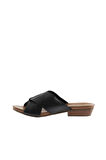 Bueno Shoes Siyah Deri Kadın Topuklu Terlik 01wn0402
