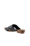 Bueno Shoes Siyah Deri Kadın Topuklu Terlik 01wn0402