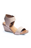 Bueno Shoes Gri Deri Kadın Dolgu Topuklu Sandalet 01wn0501