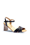 Bueno Shoes Siyah Deri Kadın Topuklu Sandalet 01wn1501