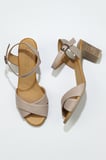 Bueno Shoes Gri Deri Kadın Topuklu Sandalet 01wn1501