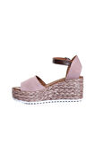 Bueno Shoes Gül Kurusu Deri Kadın Dolgu Topuklu Sandalet 01wn3601