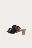 Bueno Shoes Lacivert Deri Kadın Topuklu Terlik 01wn4001