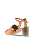 Bueno Shoes Turuncu Deri Kadın Topuklu Sandalet 01wn4005