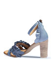Bueno Shoes Mavi Deri Kadın Topuklu Sandalet 01wn4114