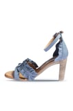 Bueno Shoes Mavi Deri Kadın Topuklu Sandalet 01wn4114