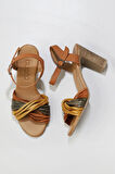 Bueno Shoes Sarı Multi Deri Kadın Topuklu Sandalet 01wn4302
