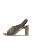 Bueno Shoes Gri Deri Kadın Topuklu Sandalet 01wn4304