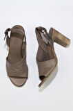 Bueno Shoes Gri Deri Kadın Topuklu Sandalet 01wn4304