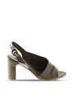 Bueno Shoes Gri Deri Kadın Topuklu Sandalet 01wn4304