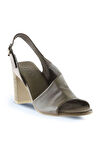 Bueno Shoes Gri Deri Kadın Topuklu Sandalet 01wn4304