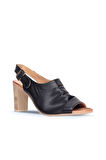 Bueno Shoes Siyah Deri Kadın Topuklu Sandalet 01wn4310