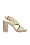Bueno Shoes Haki Deri Kadın Topuklu Sandalet 01wn6403