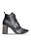 Bueno Shoes Siyah Deri Kadın Topuklu Bot 01wp1006