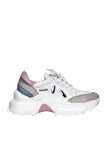Bueno Shoes Gri Deri Kadın Dolgu Topuklu Spor Ayakkabı 01wq10100