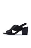Bueno Shoes Siyah Deri Kadın Topuklu Sandalet 01wn2603