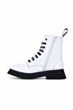 Bueno Shoes Beyaz Deri Kadın Düz Bot 01wr8802