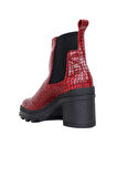 Bueno Shoes Bordo Croco Deri Kadın Topuklu Bot 01wr0503
