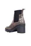 Bueno Shoes Gri Croco Deri Kadın Topuklu Bot 01wr0503