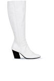 Bueno Shoes Beyaz Deri Kadın Topuklu Çizme 01wr1401
