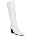 Bueno Shoes Beyaz Deri Kadın Topuklu Çizme 01wr1401