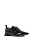 Bueno Shoes Siyah Kırışık Rugan Kadın Az Topuklu Ayakkabı 01wr3003