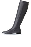 Bueno Shoes Gri Deri Kadın Düz Çizme 01wr3009