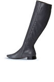 Bueno Shoes Gri Deri Kadın Düz Çizme 01wr3009