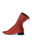 Bueno Shoes Kırmızı Deri Kadın Topuklu Bot 01wr3011