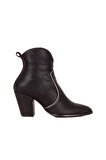 Bueno Shoes Siyah Deri Kadın Topuklu Bot 01wr5000