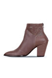 Bueno Shoes Gri Deri Kadın Topuklu Bot 01wr5006