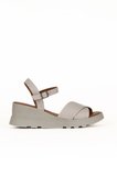 Bueno Shoes Gri Deri Kadın Dolgu Topuklu Sandalet 01we5201