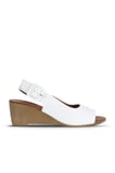Bueno Shoes Beyaz Deri Kadın Dolgu Topuklu Sandalet 01we4002
