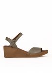 Bueno Shoes Yeşil Deri Kadın Dolgu Topuklu Sandalet 01we3904
