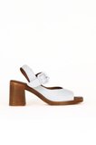 Bueno Shoes Beyaz Deri Kadın Topuklu Sandalet 01we3701