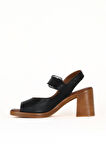 Bueno Shoes Siyah Deri Kadın Topuklu Sandalet 01we3701