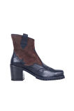 Bueno Shoes Siyah Kahverengi Deri Kadın Topuklu Bot 01wr6000