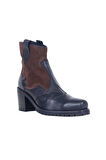 Bueno Shoes Siyah Kahverengi Deri Kadın Topuklu Bot 01wr6000